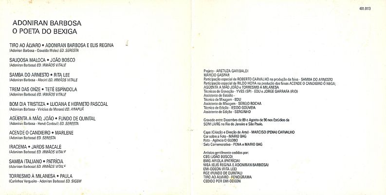 LP/CD ADONIRAN BARBOSA - O POETA DO BIXIGA