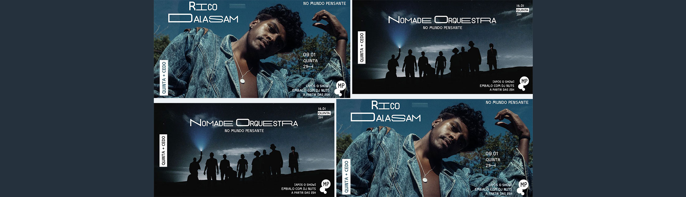 [Quinta+Cedo] Rico Dalasam (09/01) e Nomade Orquestra (16/01) no Mundo Pensante
